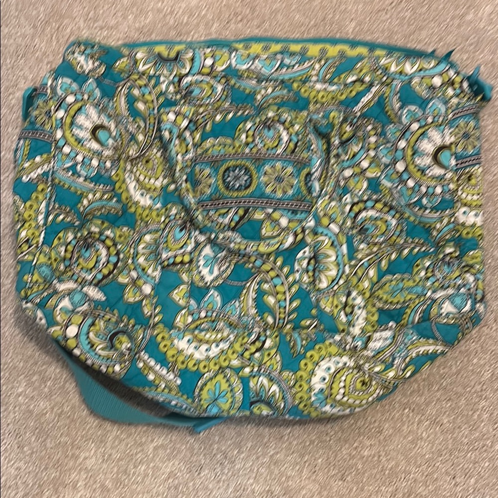 Vera Bradley Green and Yellow Travel Bag with Paisley Pattern